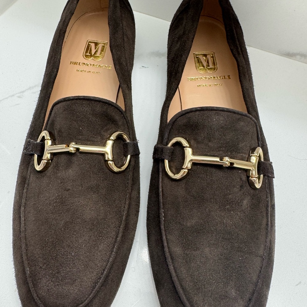 New Bruno Magli Women's shoes Dark Brown Suede Loafers 8.5
